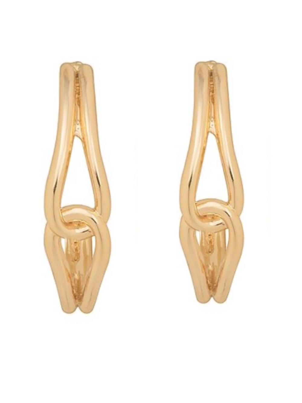 LC Lauren Conrad Gold Tone Interlocking Detail Hoop Earrings (NWT)